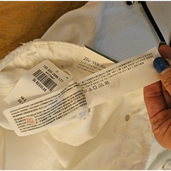 Abercrombie&Fitch NWT 36/22R White 90's Straight Ultra High Rise DistressedPants - Picture 11 of 13